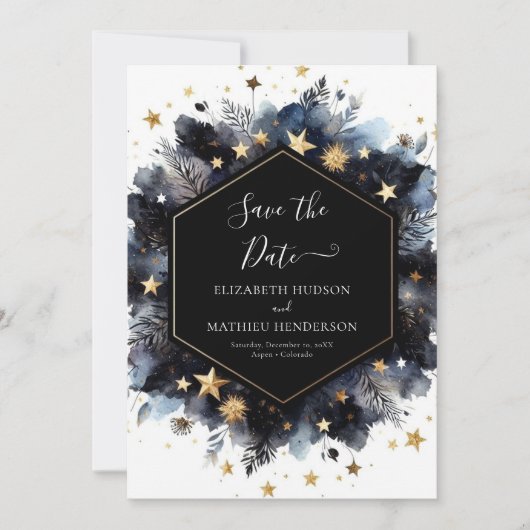 Elegante foto hemelse bruiloft save the date (Voorkant)