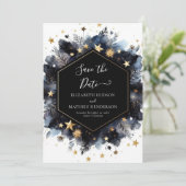 Elegante foto hemelse bruiloft save the date (Staand voorkant)