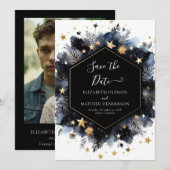 Elegante foto hemelse bruiloft save the date (Voorkant / Achterkant)