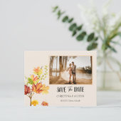 Elegante foto Herfst wild bladeren Save the Date Briefkaart (Staand voorkant)