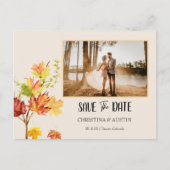 Elegante foto Herfst wild bladeren Save the Date Briefkaart (Voorkant)