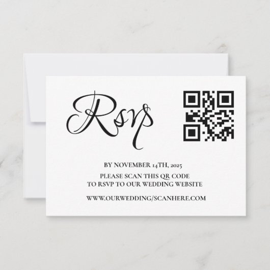 Elegante Foto Huwelijk QR Code RSVP Kaartje (Voorkant)