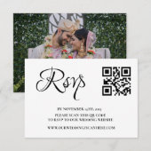 Elegante Foto Huwelijk QR Code RSVP Kaartje (Voorkant / Achterkant)