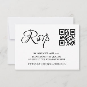 Elegante Foto Huwelijk QR Code RSVP Kaartje