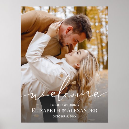 Elegante foto-huwelijks-welkomstposter poster (Voorkant)