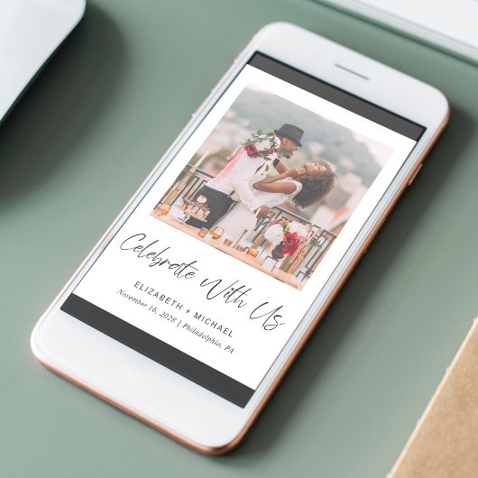 Elegante foto huwelijksontvangst uitnodiging