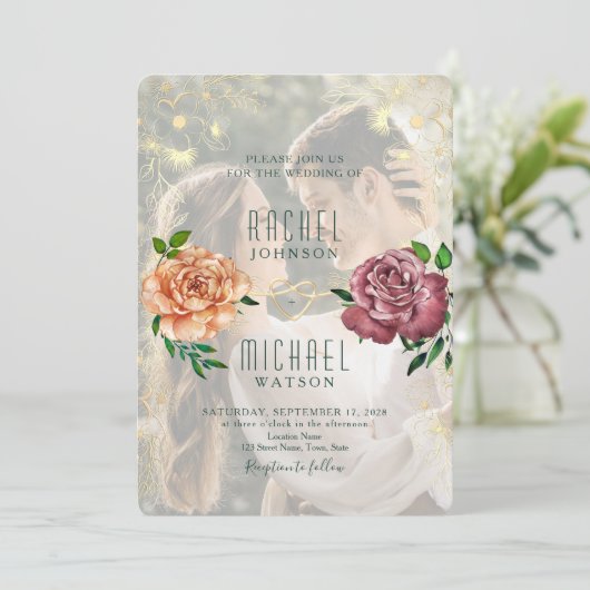  Elegante Foto Huwelijksuitnodiging (Staand voorkant)