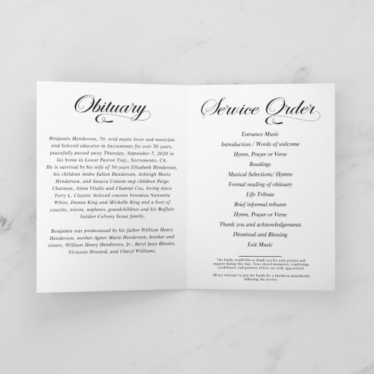 Elegante foto in liefdevolle herinnering begrafeni programma (Binnen)