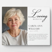 Elegante, foto "In Loving Memory" begrafenis Fotoplaat (Voorkant)