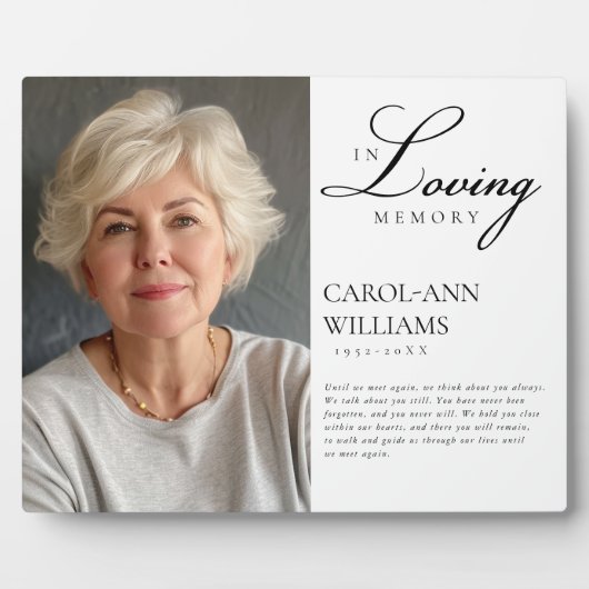Elegante, foto "In Loving Memory" begrafenis Fotoplaat (Voorkant)