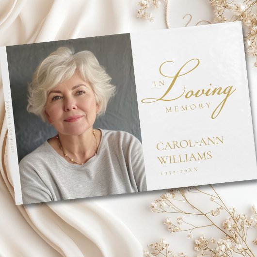 Elegante, foto "In Loving Memory" begrafenis Gastenboek