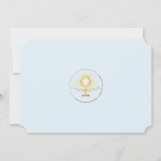 Elegante foto jongen gouden kelk confirmatie kaart (Achterkant)