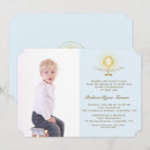 Elegante foto jongen gouden kelk confirmatie kaart (Voorkant / Achterkant)