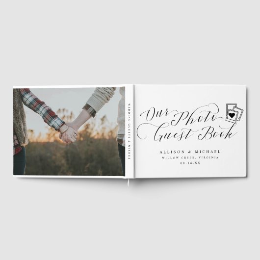 Elegante foto kalligrafie script bruiloft Afbeeldi Gastenboek (Volledig)