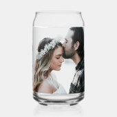 Elegante foto kalligrafie zwart bruiloft blikvorm glas (Achterkant)