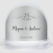 Elegante Foto Keepsake 25e bruiloft Jubileum Sneeuwbol (Achterkant)