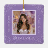 Elegante foto Keepsake Quinceanera Keramisch Ornament (Achterkant)