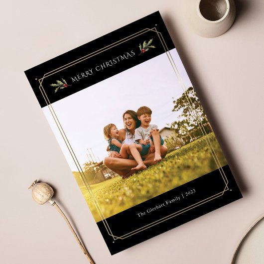 Elegante Foto Kerst Familie Custom Feestdagenkaart