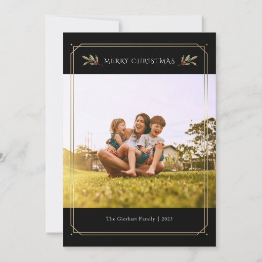 Elegante Foto Kerst Familie Custom Feestdagenkaart (Voorkant)