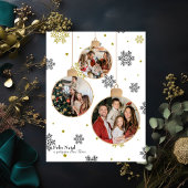 Elegante foto kerst ornament, Portugese wensen Feestdagenkaart