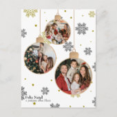 Elegante foto kerst ornament, Portugese wensen Feestdagenkaart (Voorkant)