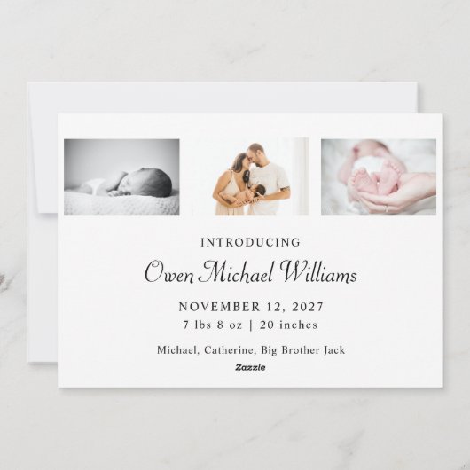 Elegante foto Kerstmis Geboorte Aankondiging Kaart (Achterkant)