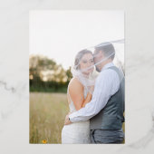 Elegante foto klassieke bruiloft bedankkaart folie uitnodiging (Achterkant)