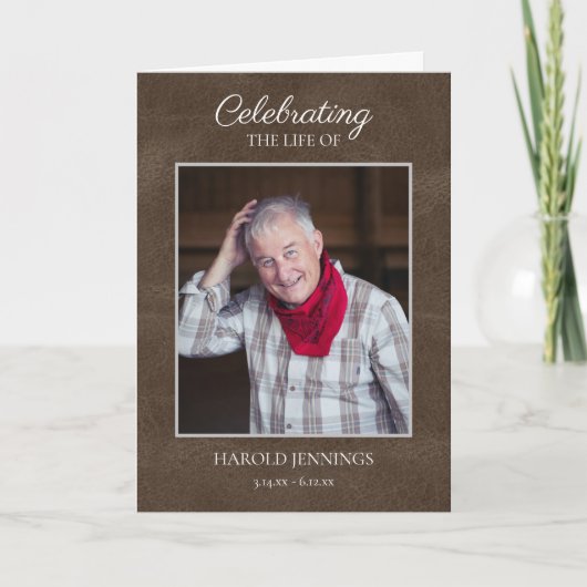 Elegante foto lederen textuur begrafenismonument programma (Voorkant)