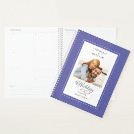 Elegante Foto Maagdenpalm Blauwe Verlovings Huweli Planner