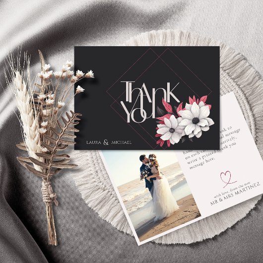 Elegante foto magenta flat dank u kaart