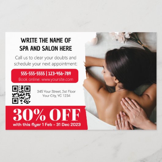Elegante foto massage-therapeut korting flyer (Voorkant)