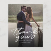 Elegante foto met de hand beletterde bruiloft dank (Voorkant)