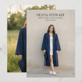Elegante foto middelbare school afstuderen moderne aankondiging (Voorkant / Achterkant)