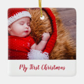 Elegante foto Mijn eerste kerst moderne Baby Keramisch Ornament (Voorkant)