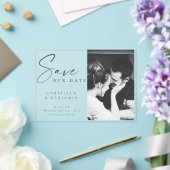 Elegante foto minimalistische bruiloft Bewaar de d Acryl Uitnodigingen (Insitu (Huwelijk))