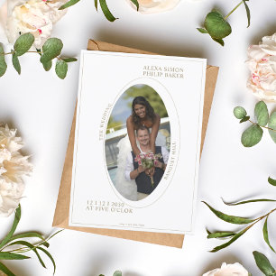 Elegante foto minimalistische romantische bruiloft kaart