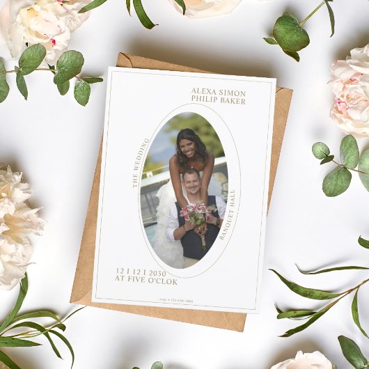 Elegante foto minimalistische romantische bruiloft kaart