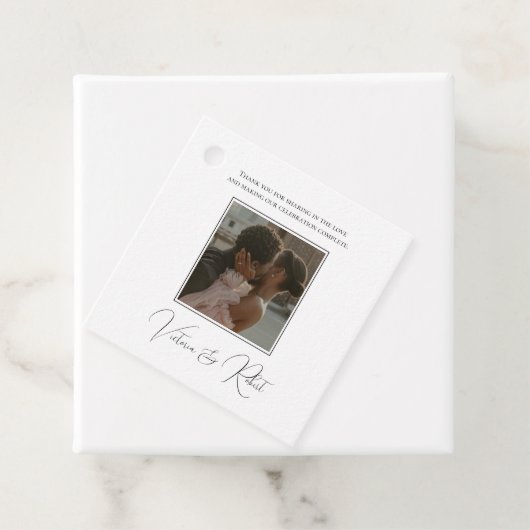 Elegante Foto Modern Dank u Bruiloft Bedankjes Labels (In situ)