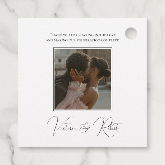 Elegante Foto Modern Dank u Bruiloft Bedankjes Labels (Achterkant)