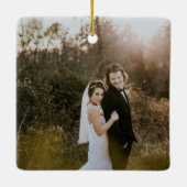 Elegante foto Modern Eerste Kerstmis Getrouwd Keramisch Ornament (Achterkant)