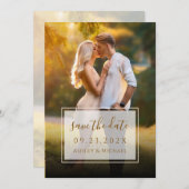 Elegante foto Modern Script Transparante bruiloft Save The Date (Voorkant / Achterkant)