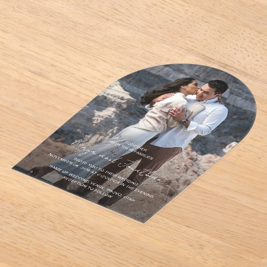 Elegante foto Moderne bruiloft Acryl Uitnodigingen (Laagn)