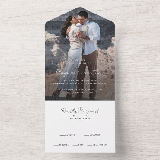 Elegante foto Moderne bruiloft All In One Uitnodiging (Binnen)