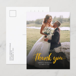 Elegante foto Moderne bruiloft Dank u Briefkaart