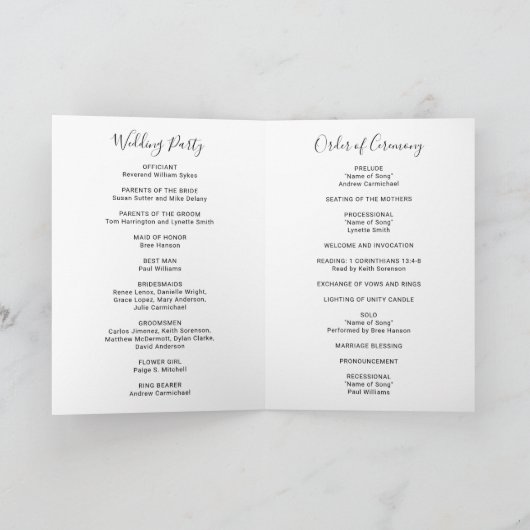 Elegante foto Moderne bruiloft Programma (Binnen)