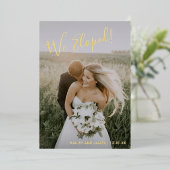 Elegante foto moderne bruiloftreceptie folie uitnodiging (Staand Voorkant)