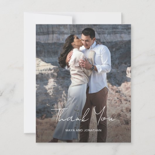 Elegante foto Moderne budget bruiloft bedankkaart (Voorkant)