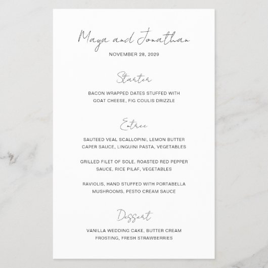 Elegante foto moderne budget bruiloftsmenu flyer (Voorkant)