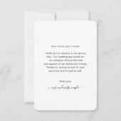 Elegante foto Moderne eenvoudige bruiloft Bedankkaart (Achterkant)