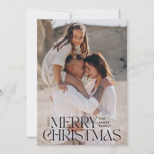 Elegante foto moderne minimale botanische crème feestdagenkaart (Voorkant)